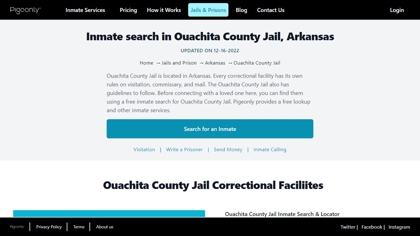 Inmate Search Ouachita County Jail, Arkansas | Pigeonly