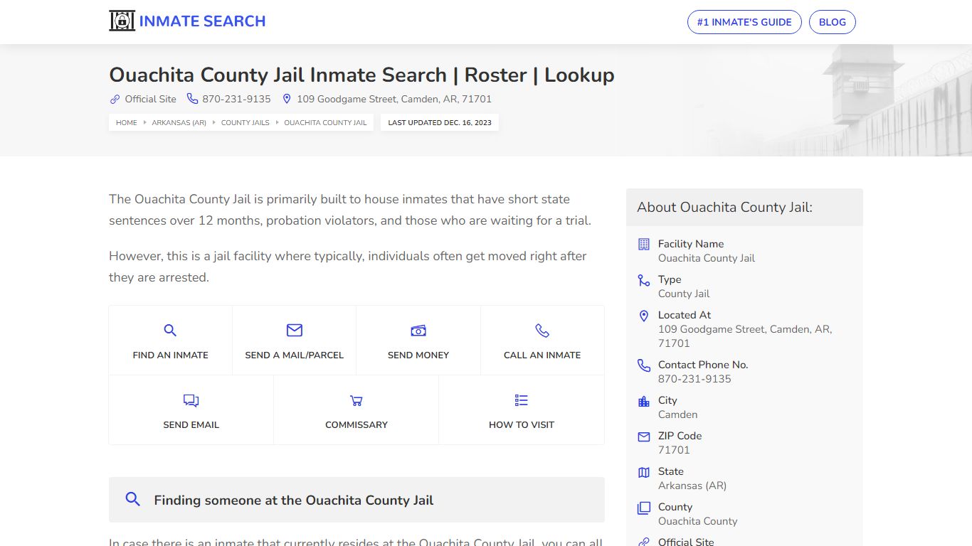 Ouachita County Jail Inmate Search | Roster | Lookup